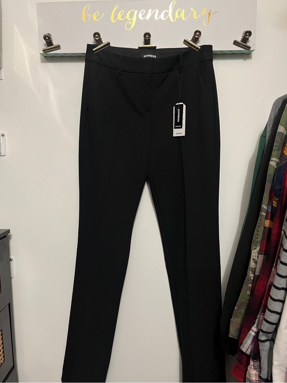 Express Black Slim Trousers with Front Crease